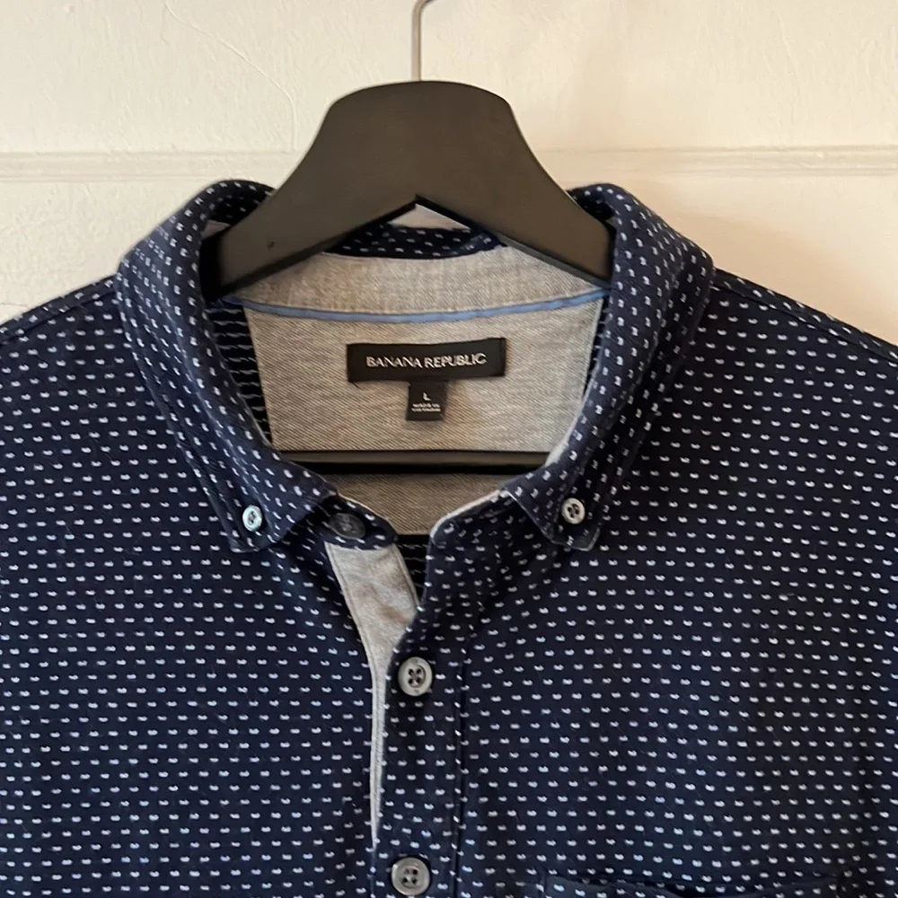 Banana Republic Navy Microdot Polo Shirt